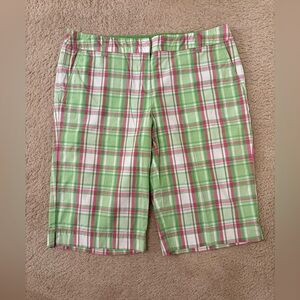 New York & Company (Manhattan Chino) pink and green & white Plaid Shorts,size 10